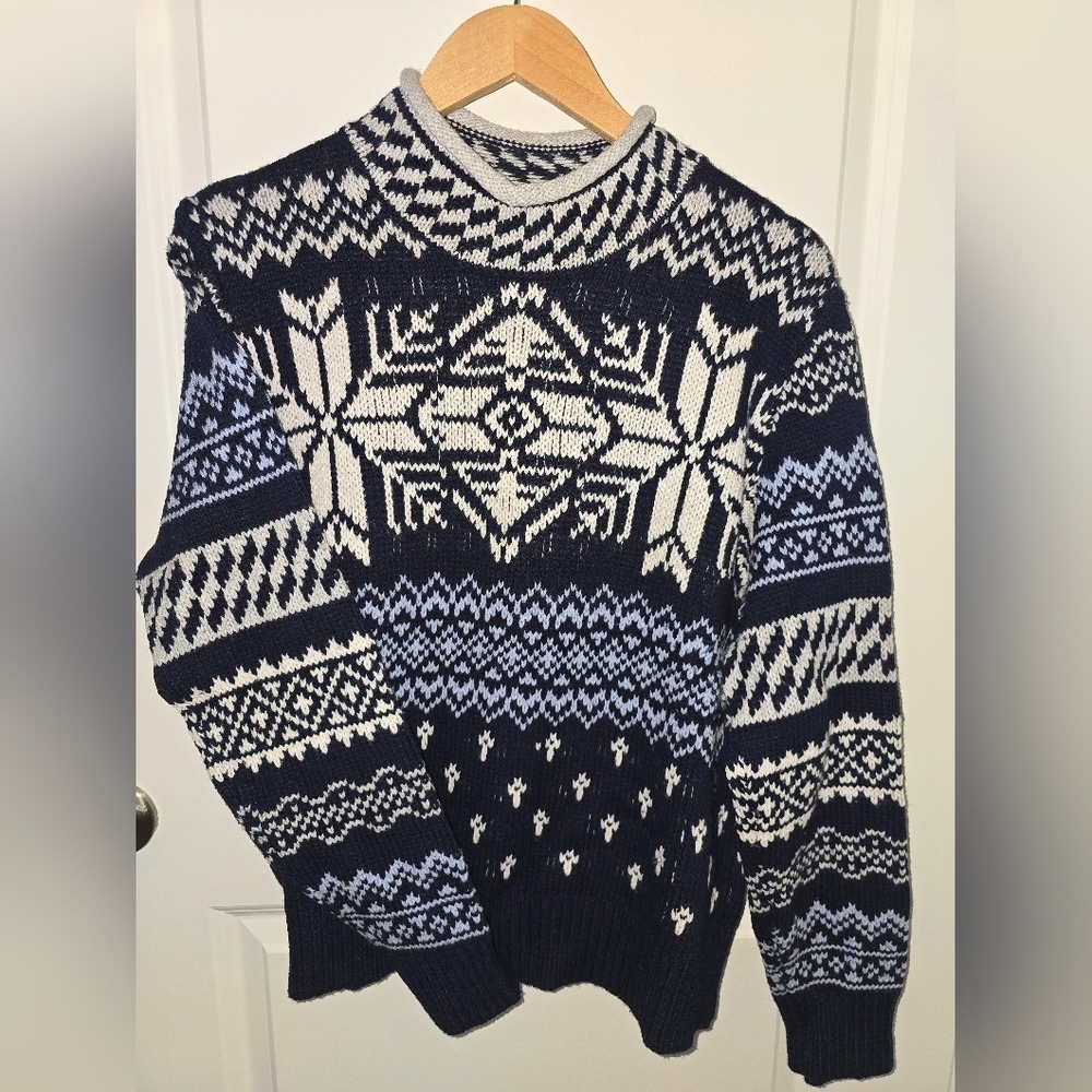 EUC Vineyard Vines Women's Fair Isle Mock Neck Wool Sweater Size XL